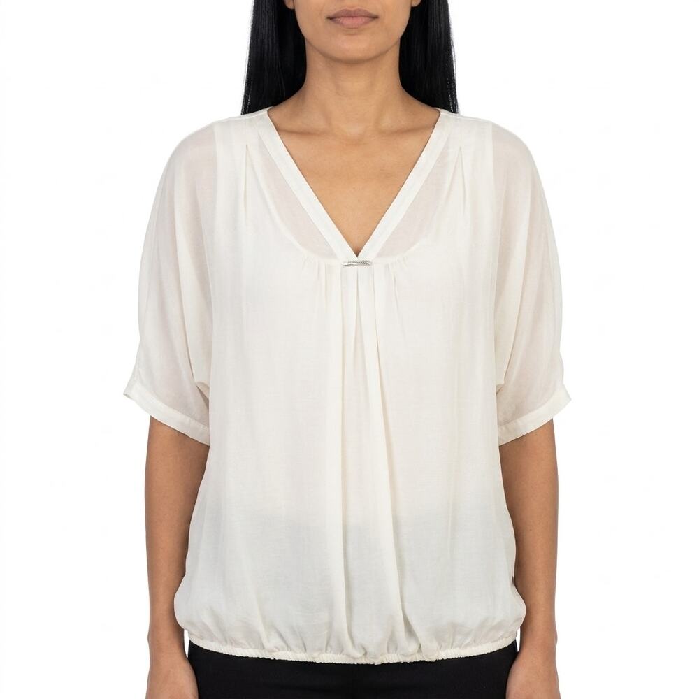 Amanti Made in Italy 100% Silk Ivory Lightweight Top Women Size M